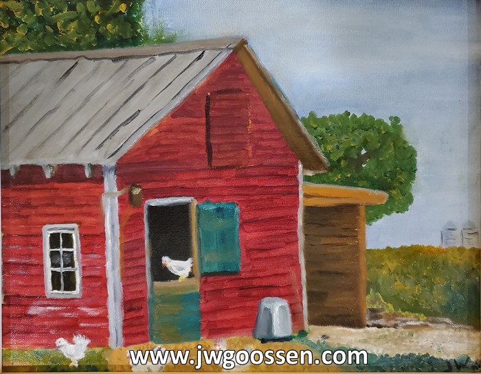 JW Goossen's Chickens painting from his Seven Days in Altona Series...