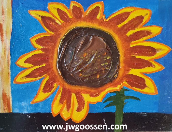 JW Goossen's Sunflower mixed media painting from his Mixed Media Artwork Series...
